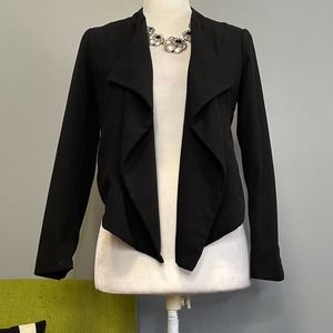 H&M Black Cropped Open Waterfall Blazer Jacket 4